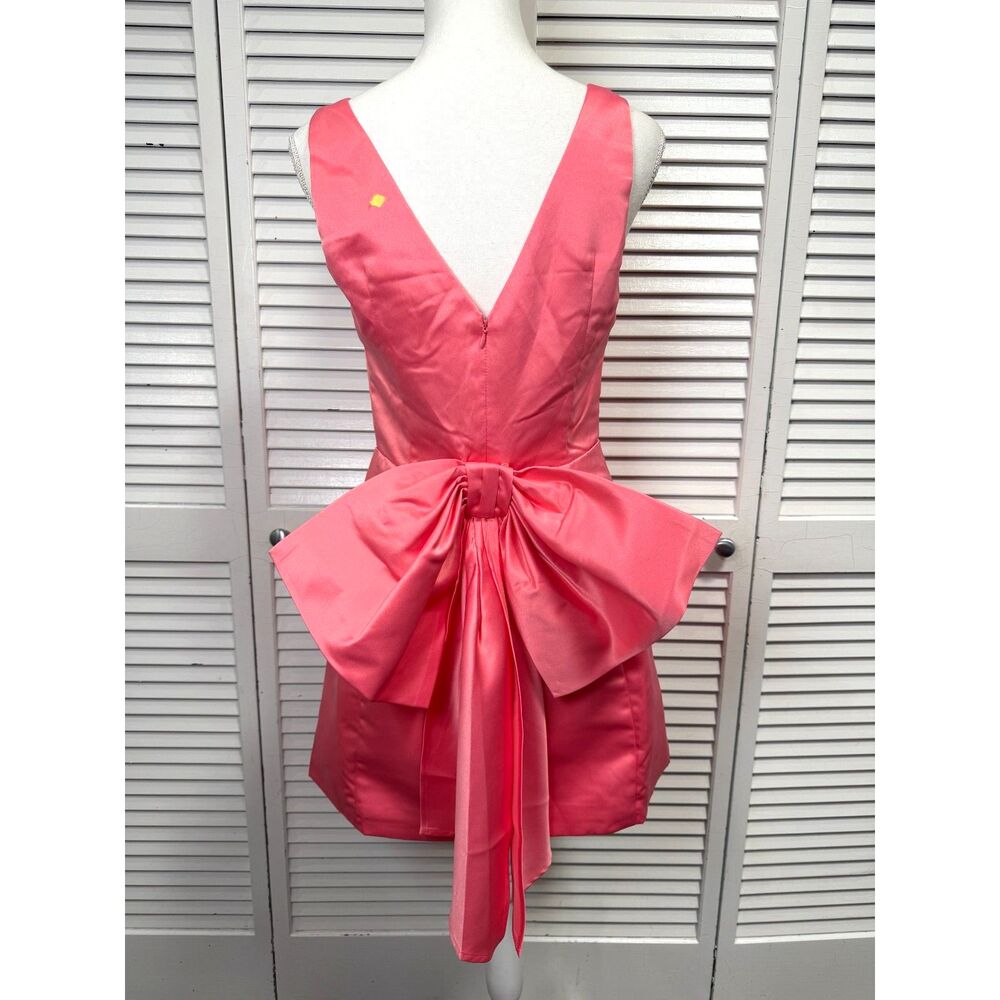Lulu's Charming Celebration Pink Taffeta Bow Mini Dress Size Medium NWT $79 - Picture 6 of 10